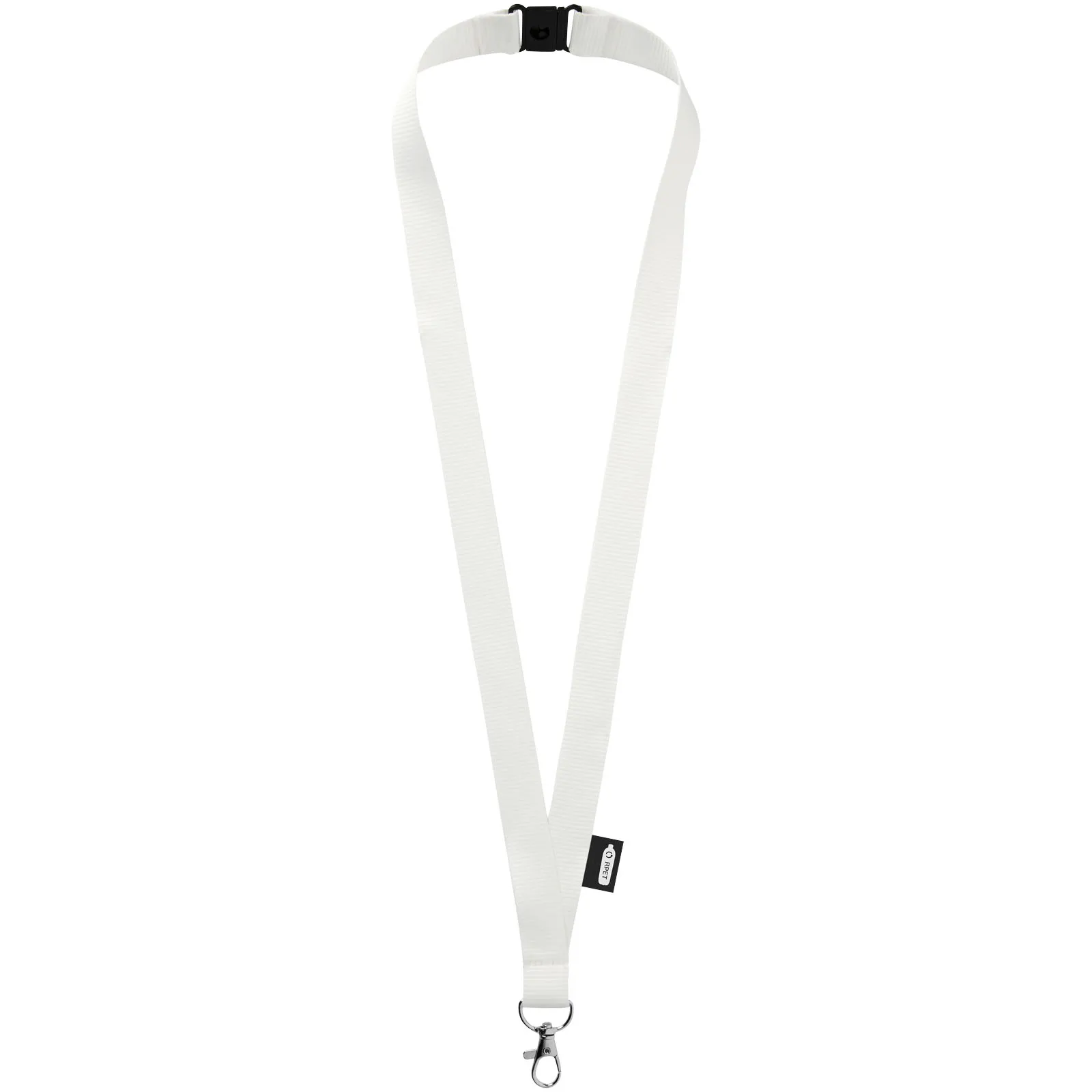 Tom gerecyclede PET lanyard met veiligheidssluiting Wit