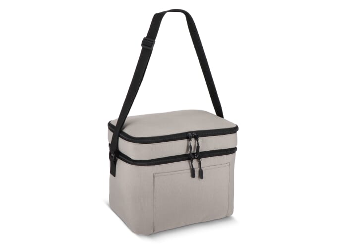 600D gerecycled PET koeltas met twee vakken 30 x 20 x 25 cm 12 L Grijs