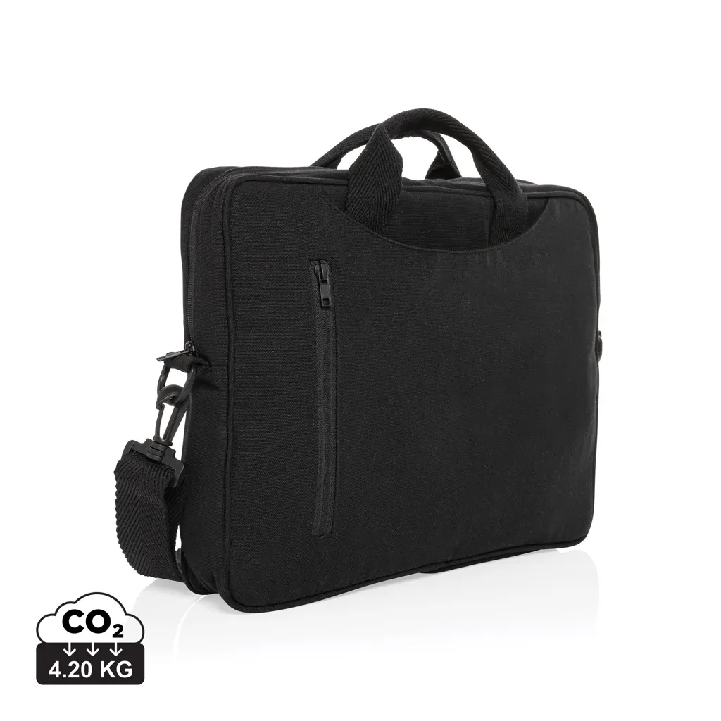 Laluka AWARE™ gerecyclede katoenen 15,4 inch laptoptas zwart