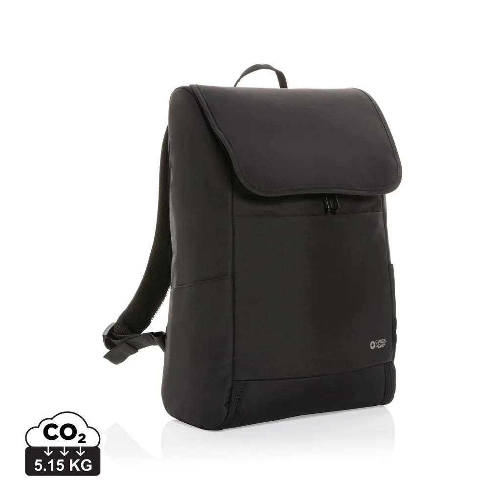 Swiss Peak Fern AWARE™ RPET allover zip 15" laptop rugzak zwart