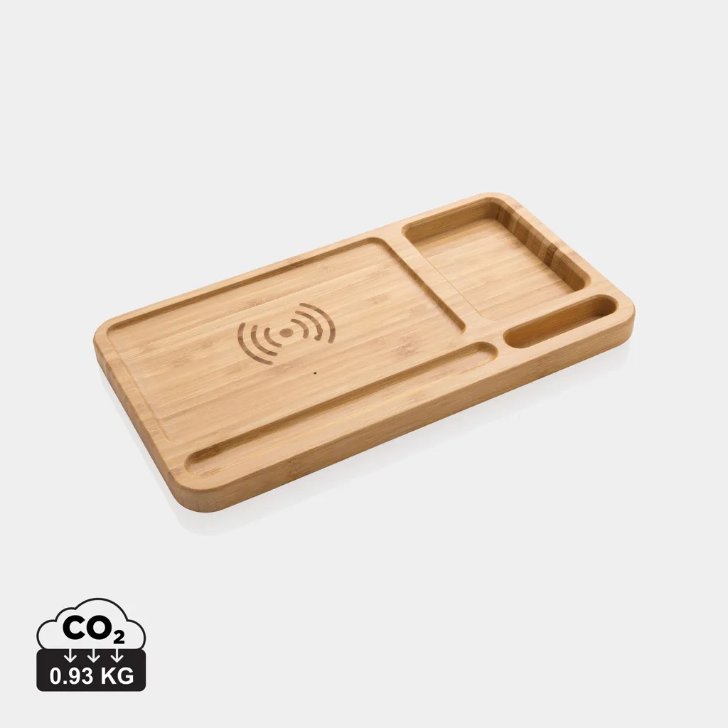 Bamboe bureau-organizer 10W draadloze oplader bruin
