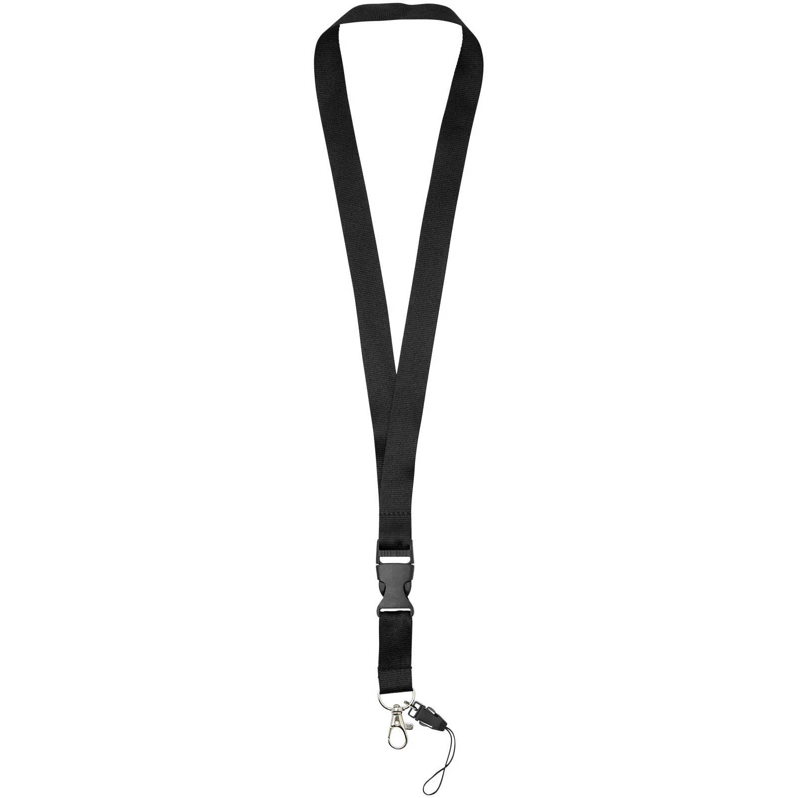 Sagan lanyard met afneembare gesp en telefoonhouder Zwart