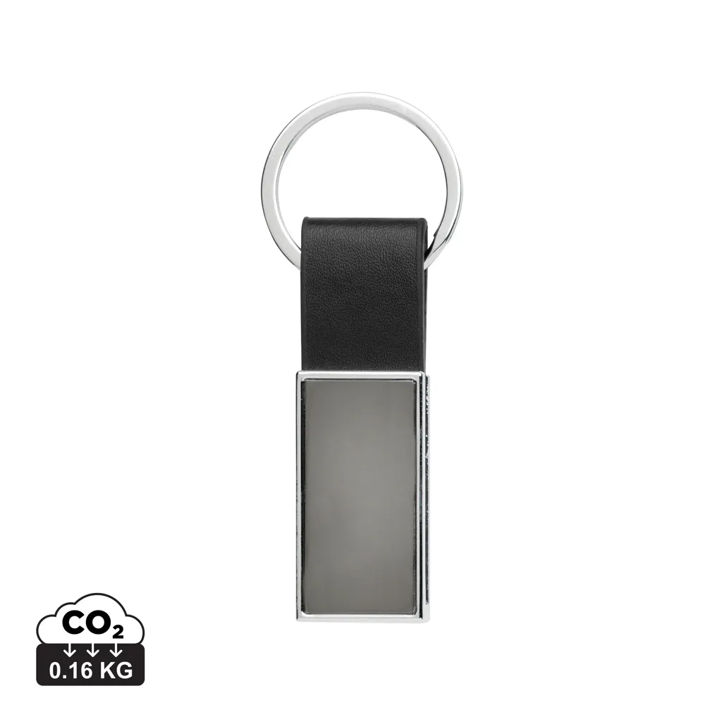 Luxe PU sleutelhanger RCS gerecycled zinc alloy zwart