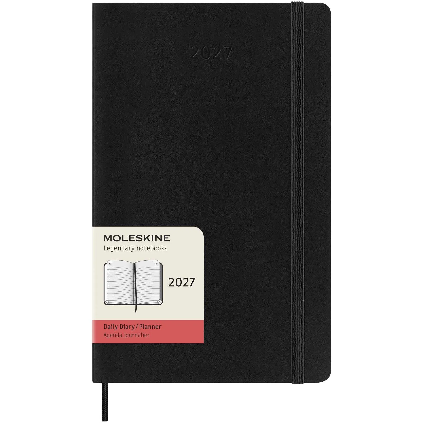 Moleskine dag-agenda voor 12 maanden met zachte kaft Zwart