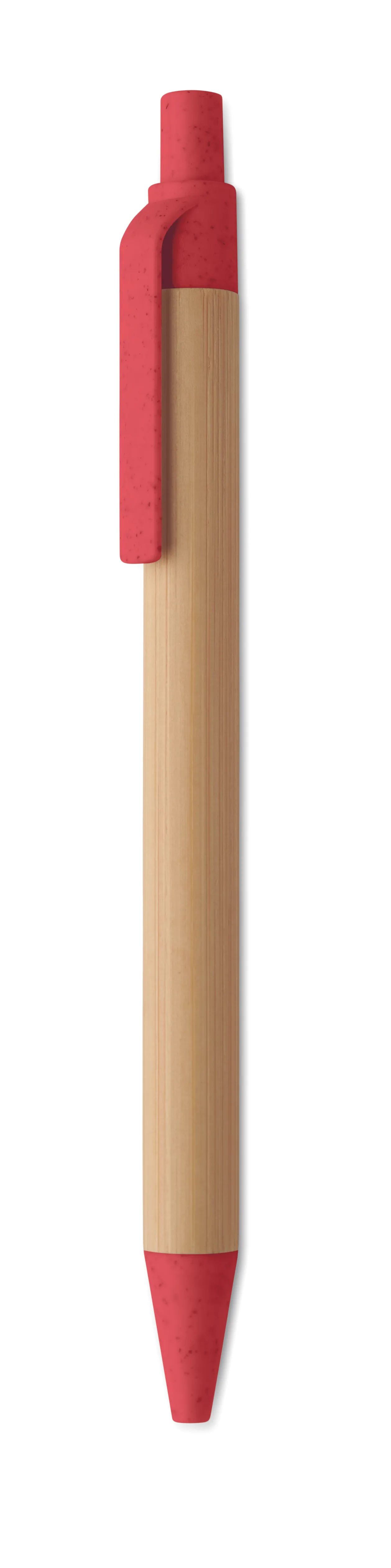 Bamboe balpen met drukknop Rood