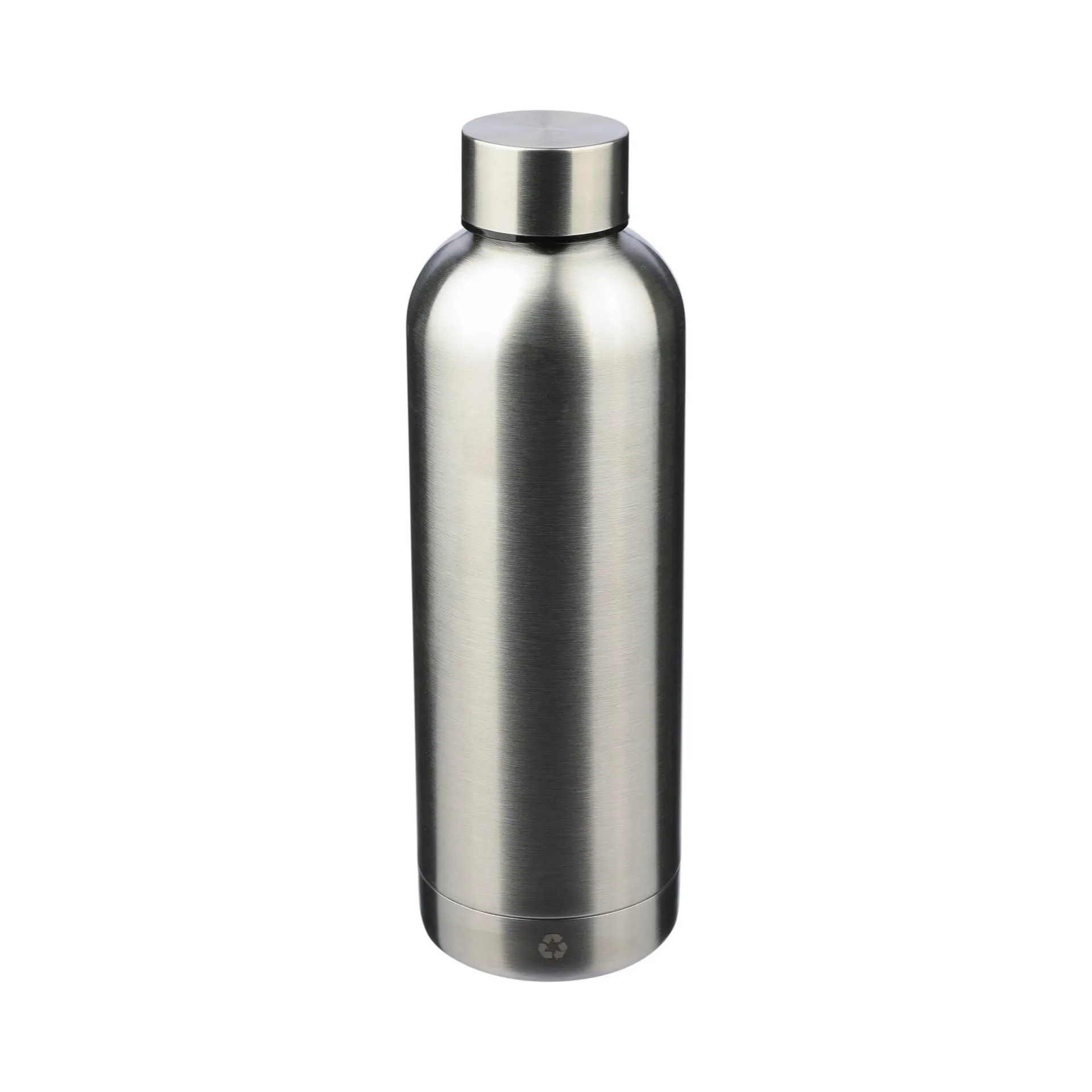 Geïsoleerde fles Isaiah van 500 ml in zilver, gemaakt van gerecycled materiaal.