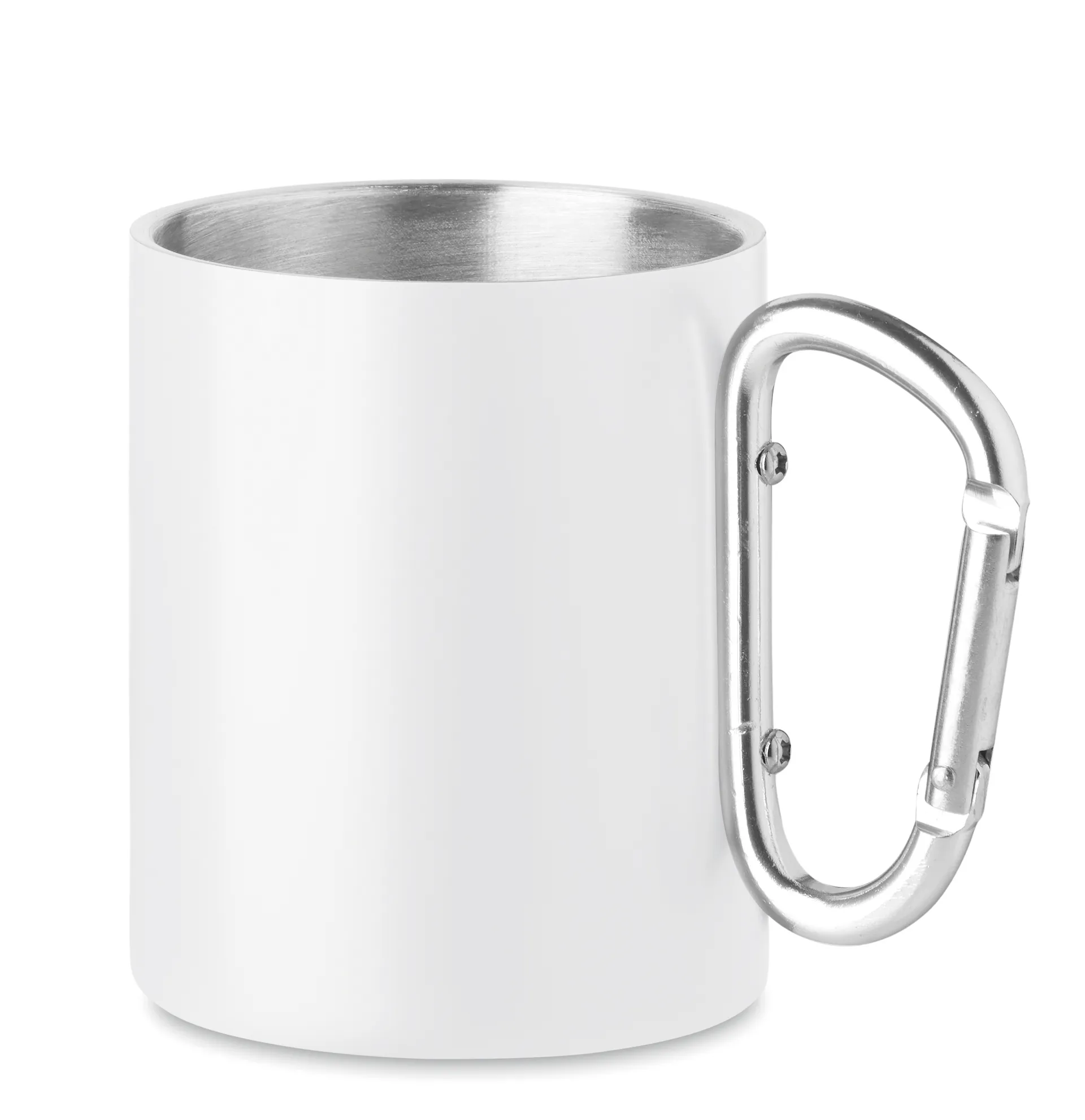 Metalen mok en karabijnhaak Wit