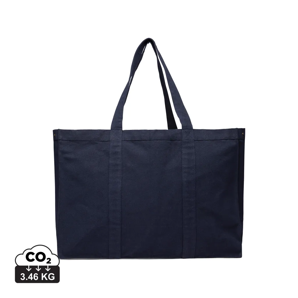 VINGA Hilo AWARE™ recycled canvas maxi draagtas donkerblauw