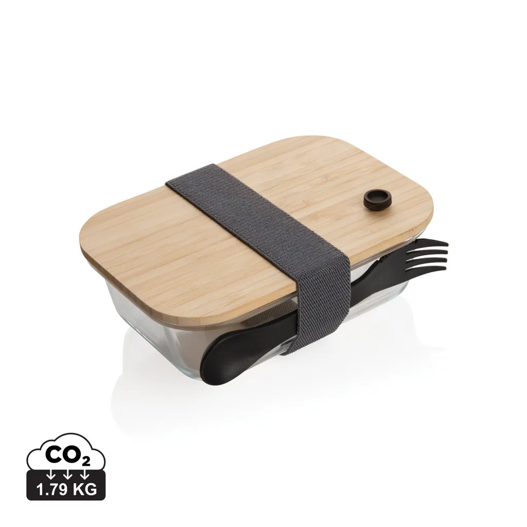 Glazen lunchbox met bamboe deksel transparant