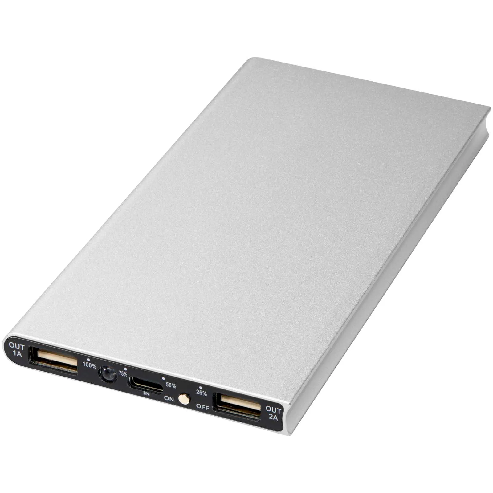 Plate 8000 mAh aluminium powerbank Zilver