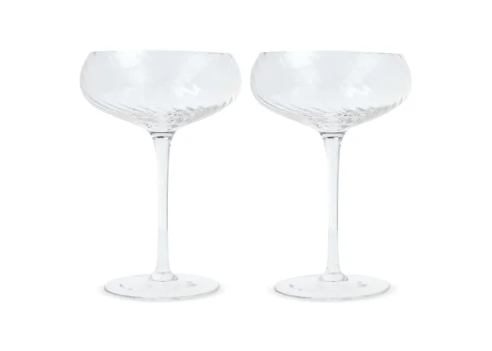 Byon Opacity set van 2 champagneglazen met stijlvol glas patroon 300ml Transparant