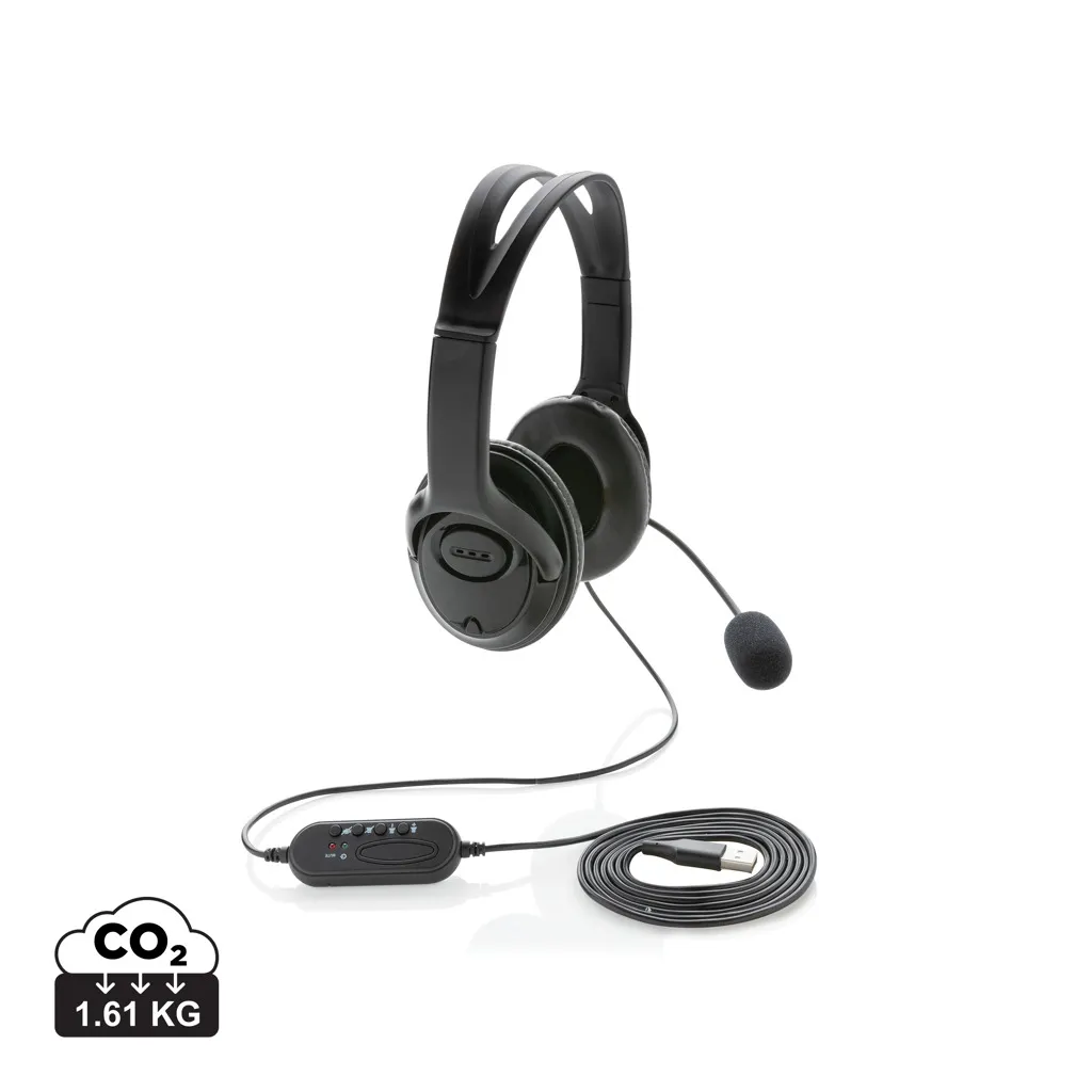 Over ear werk hoofdtelefoon met kabel zwart