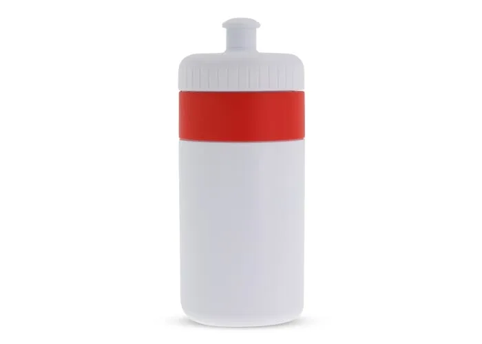 Sportbidon met rand 500ml Wit / Rood