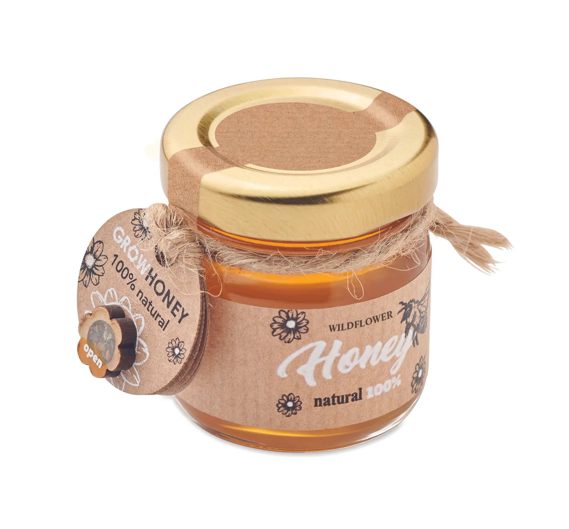 Wilde bloemenhoning pot 50 gr Hout