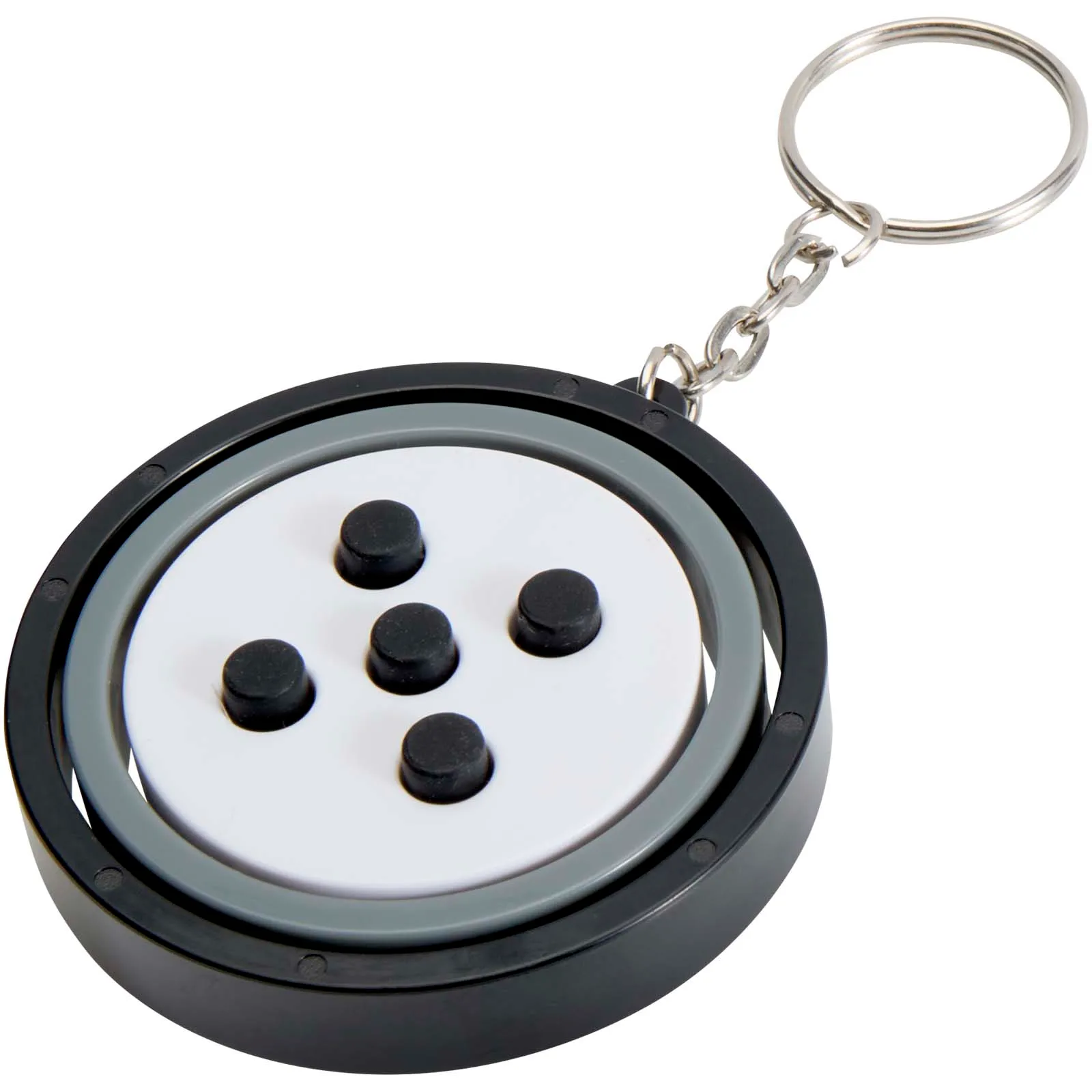 Spinx sleutelhanger van gerecycled plastic met gyroscoopspeeltje Zwart