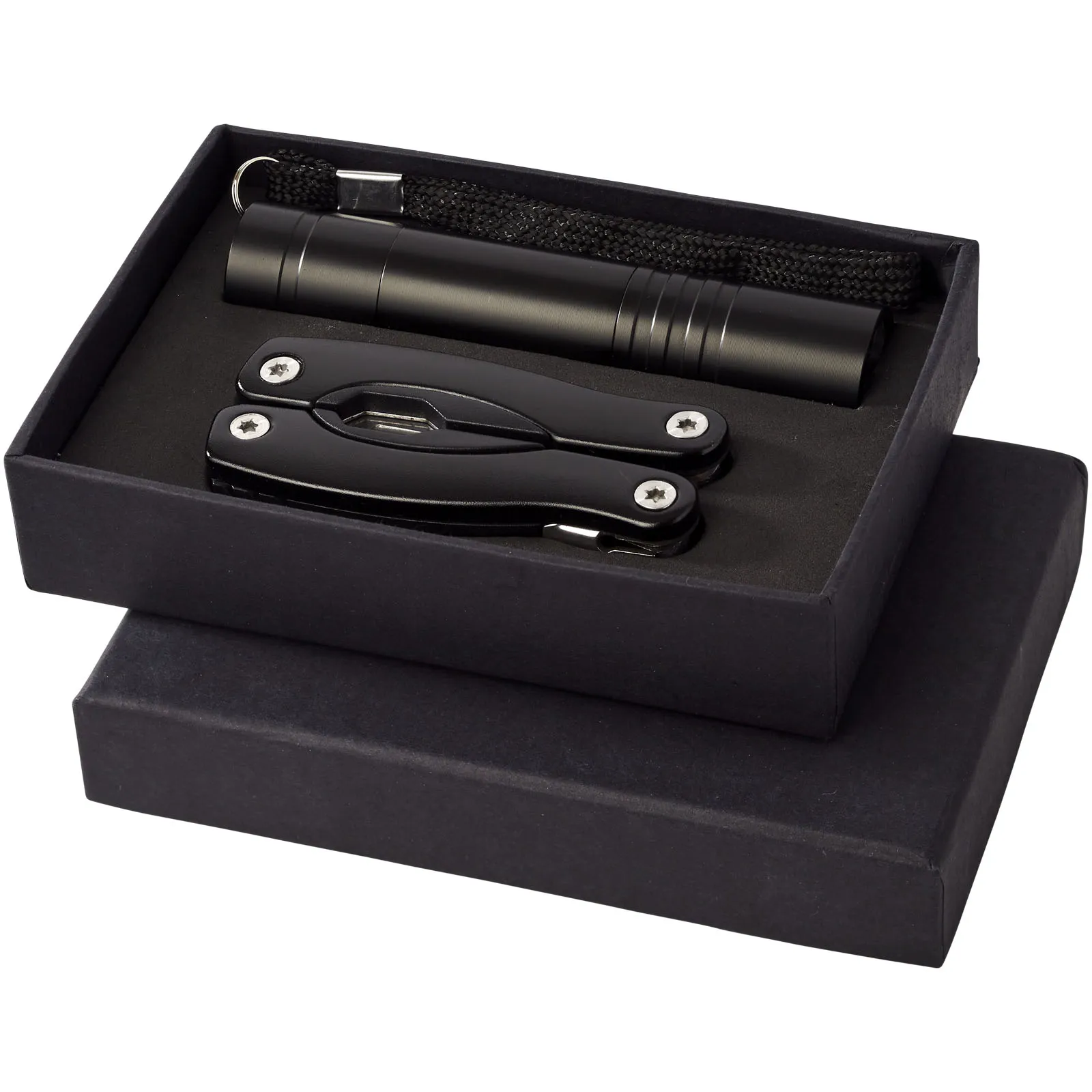 Scout multifunctioneel mes en LED zaklamp set Zwart