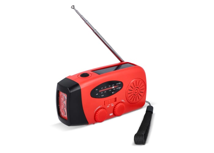 SafeSound Noodradio met Zonne-energie en Opwindbaar Rood