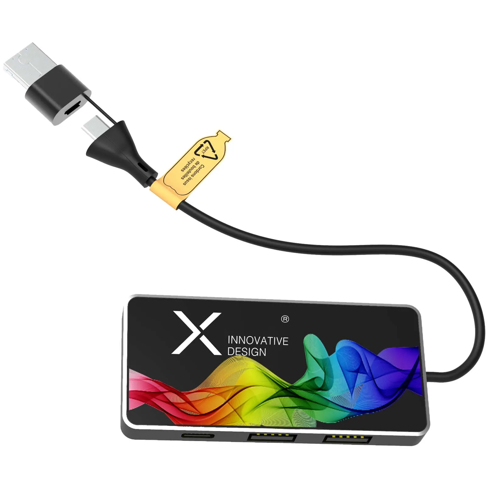 SCX.design H20 8-in-1 USB-hub met dubbele ingang en 6 poorten Zwart