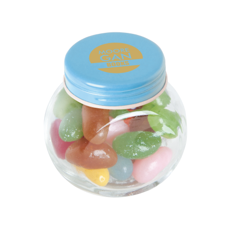 Kleine glazen pot jelly beans