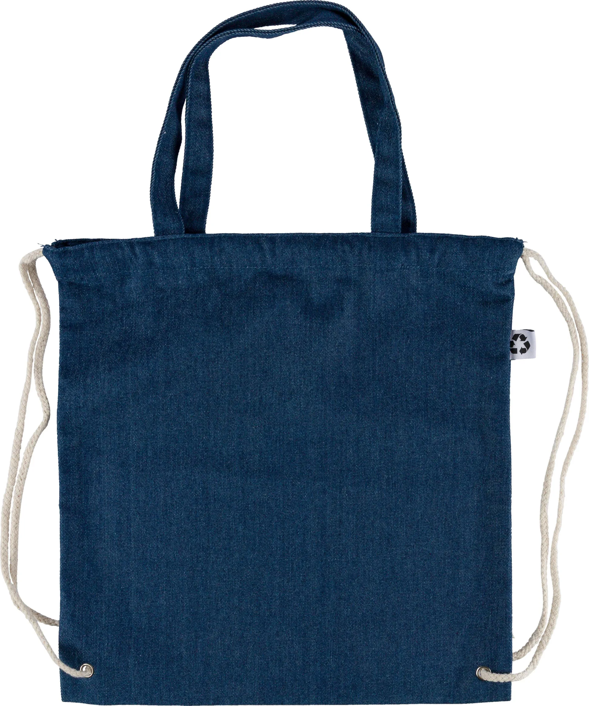 Gerecycled denim trekkoordrugtas Dex blauw