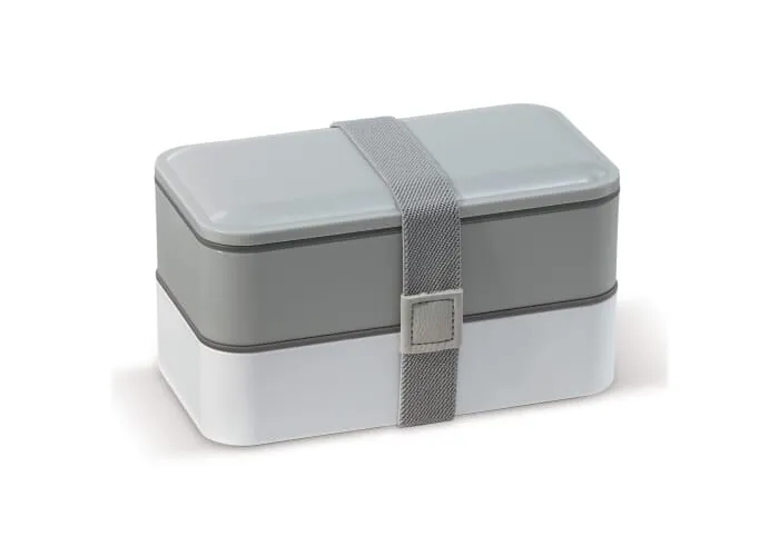 Lunchbox Bento met bestek 1250ml Grijs / Wit
