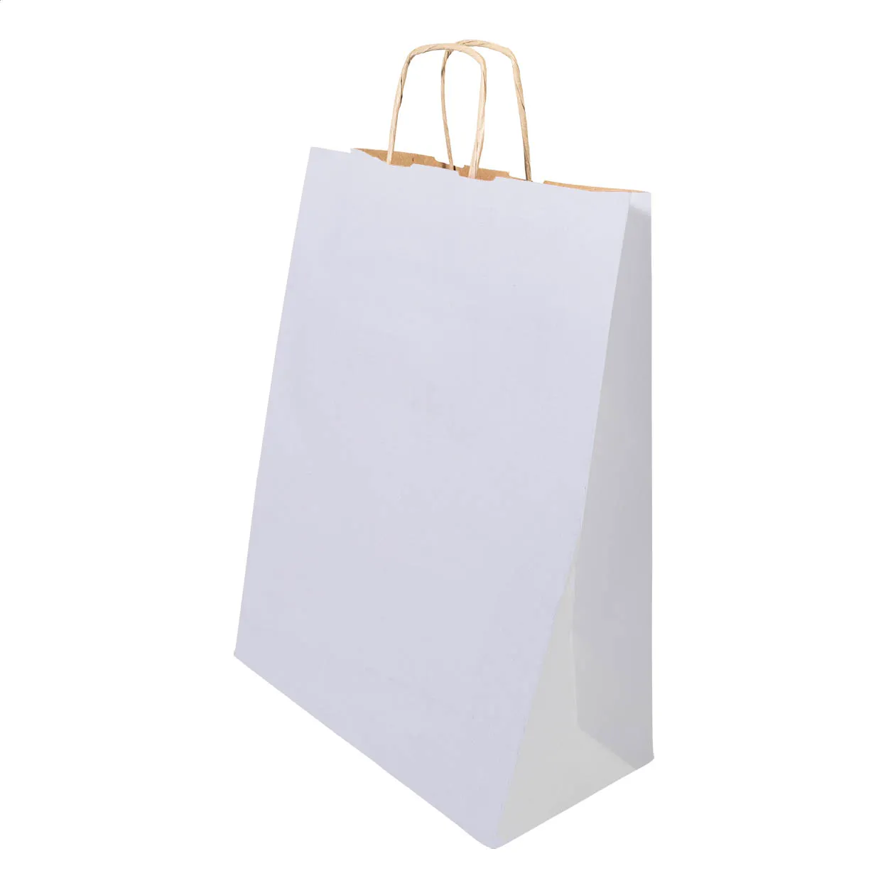Witte papieren draagtas met gedraaide handvatten