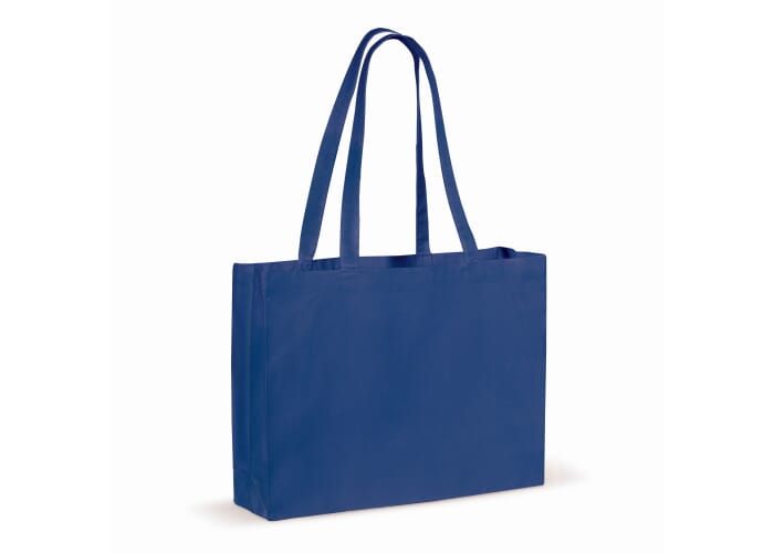 Draagtas gerecycled katoen met bodem 140g/m² 49x14x37cm Blauw