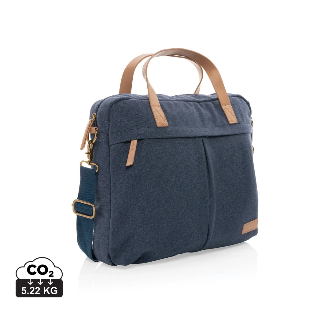 Impact AWARE™ 16 oz. recycled canvas laptoptas blauw