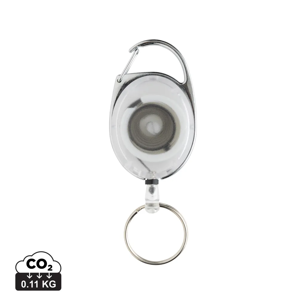 Roller clip sleutelhanger gemaakt van RCS gerecycled plastic wit