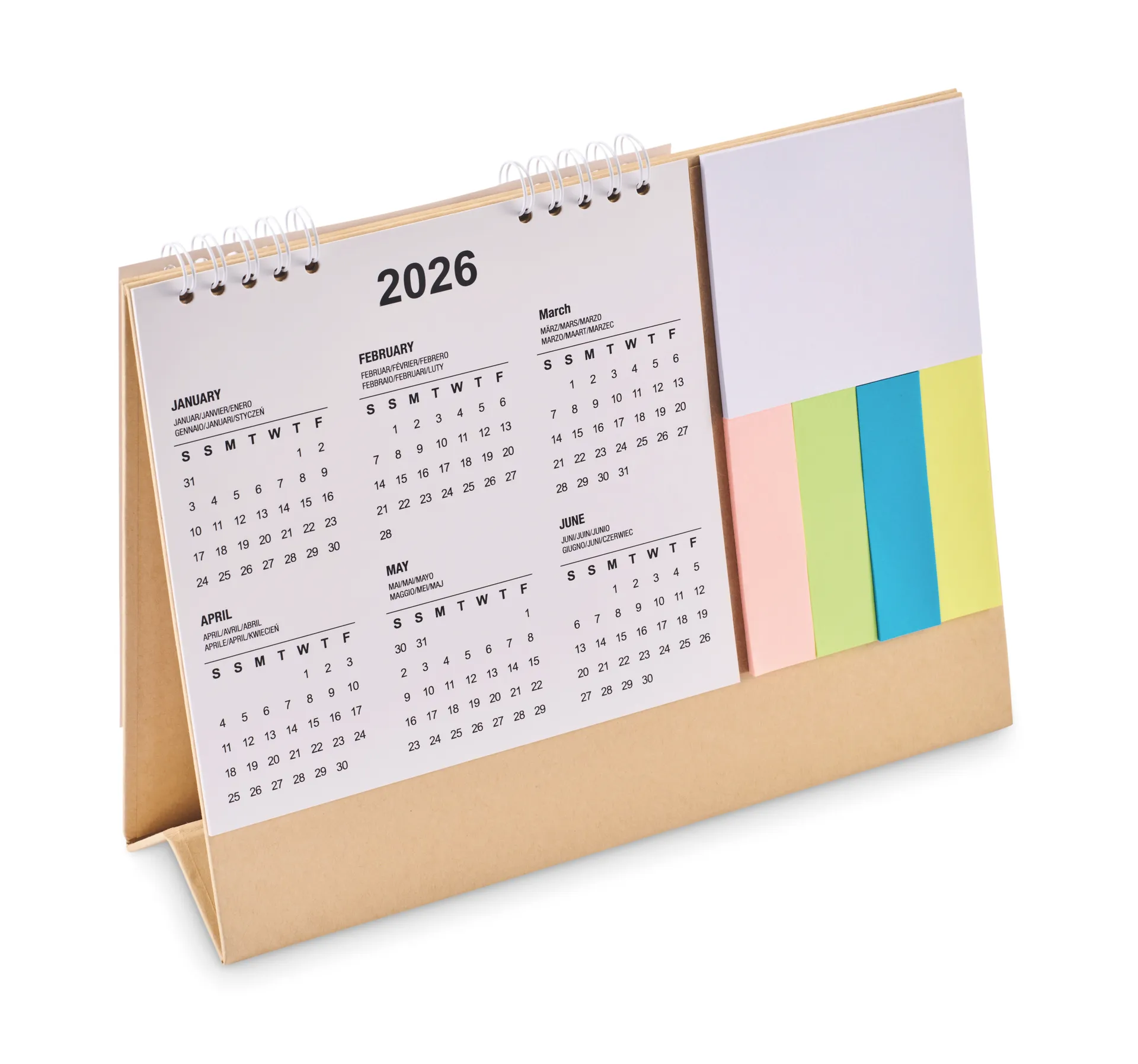 Bureaukalender met memoblok Beige