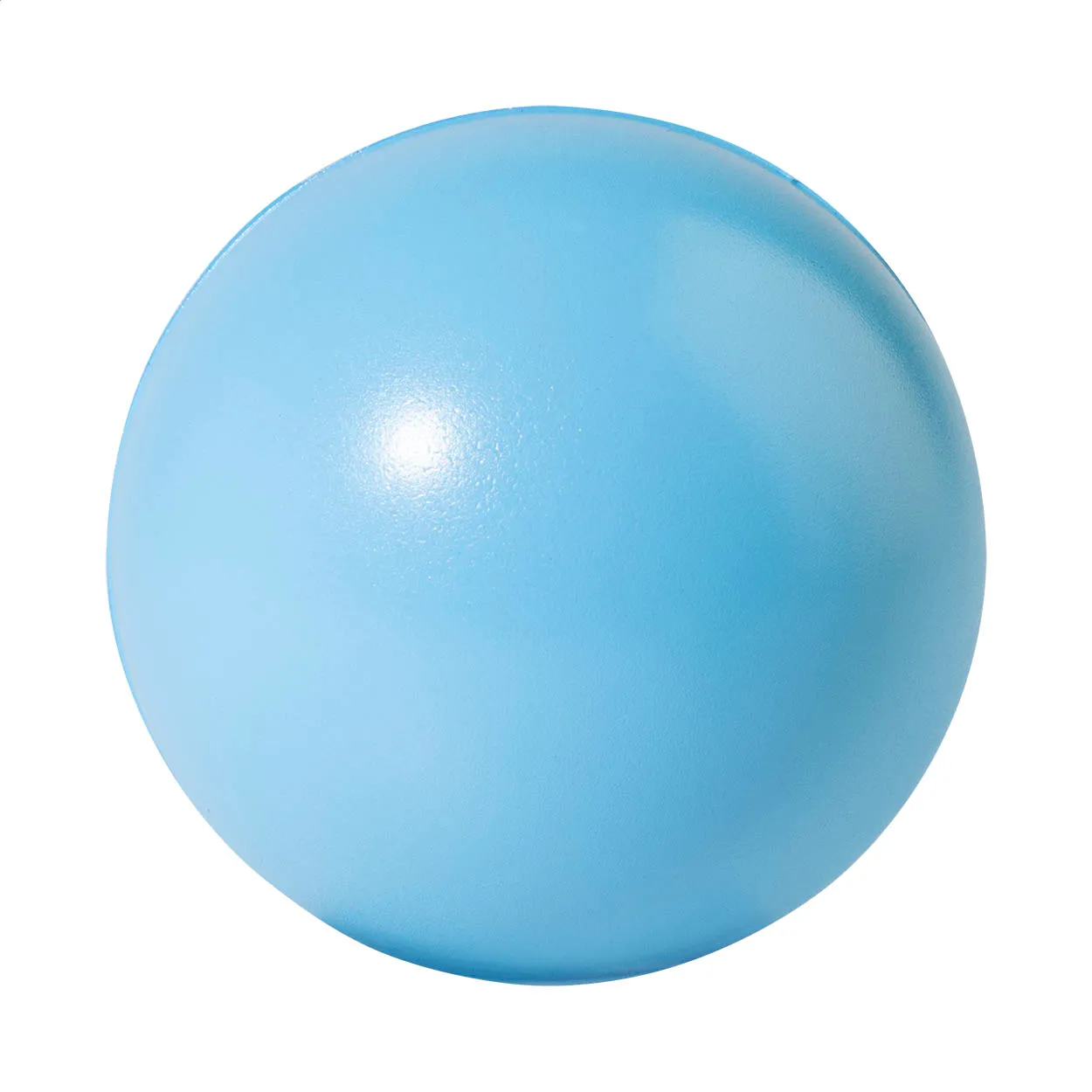 Blauwe ronde stressbal op een witte achtergrond