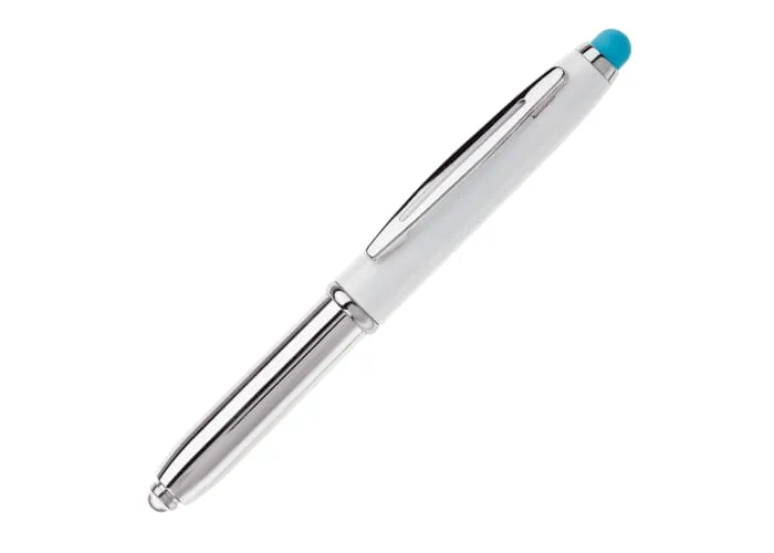 Balpen Shine stylus metaal Wit / Lichtblauw