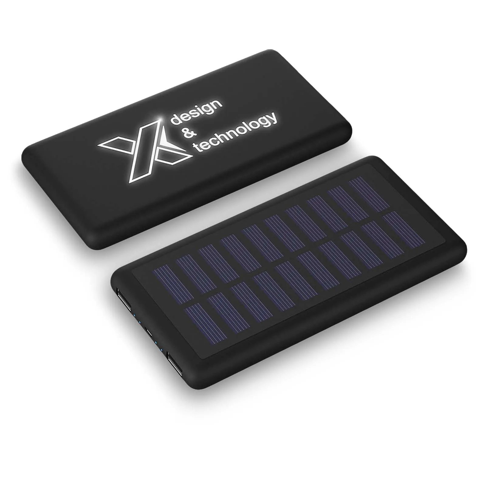 SCX.design P30 8000 mAh powerbank solar met oplichtend logo Zwart