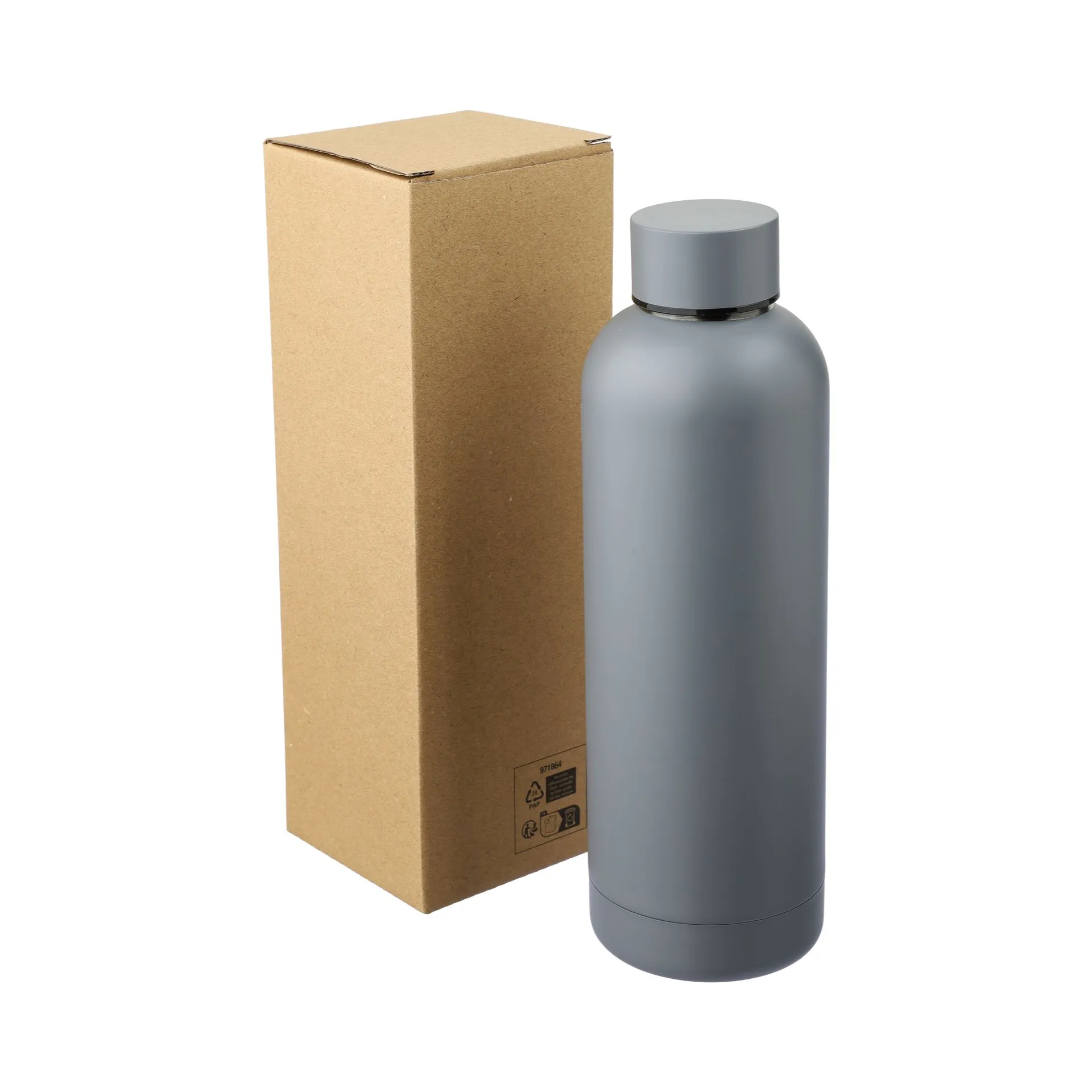 Geïsoleerde fles Isaiah van 500 ml in zilver, geschikt voor bedrukking.