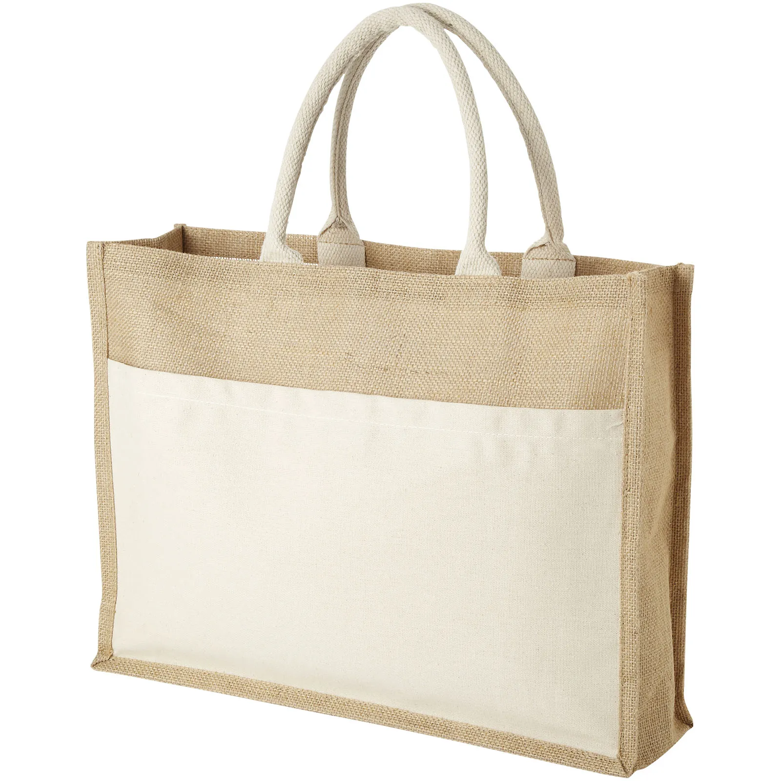 Mumbay jute draagtas met katoenen voorvak 18L Natuur