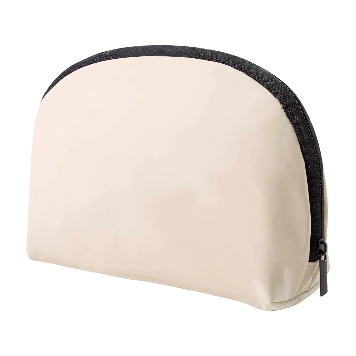 Beige toilettas met zwarte rits