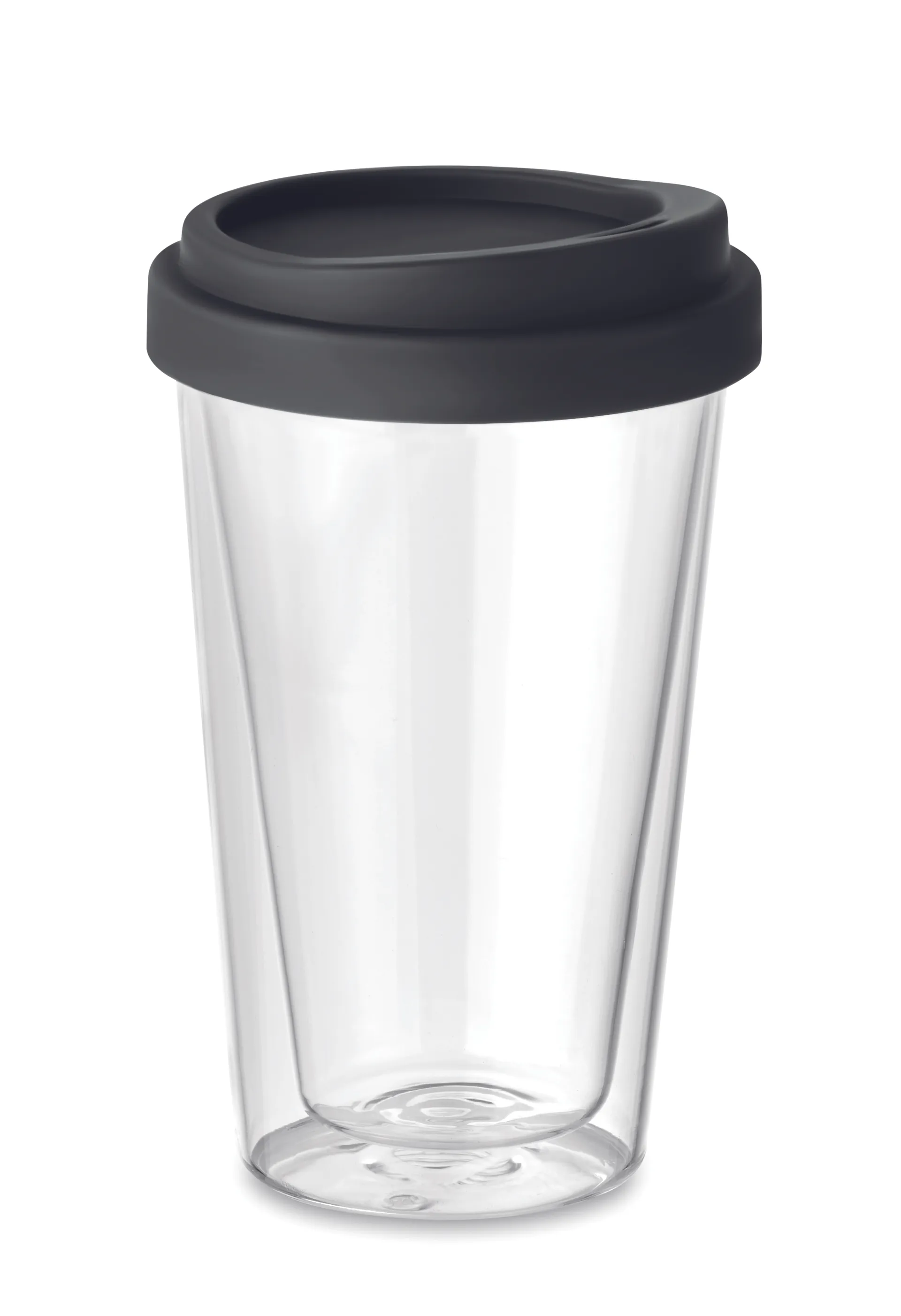 Dubbelwandig glas met deksel Zwart