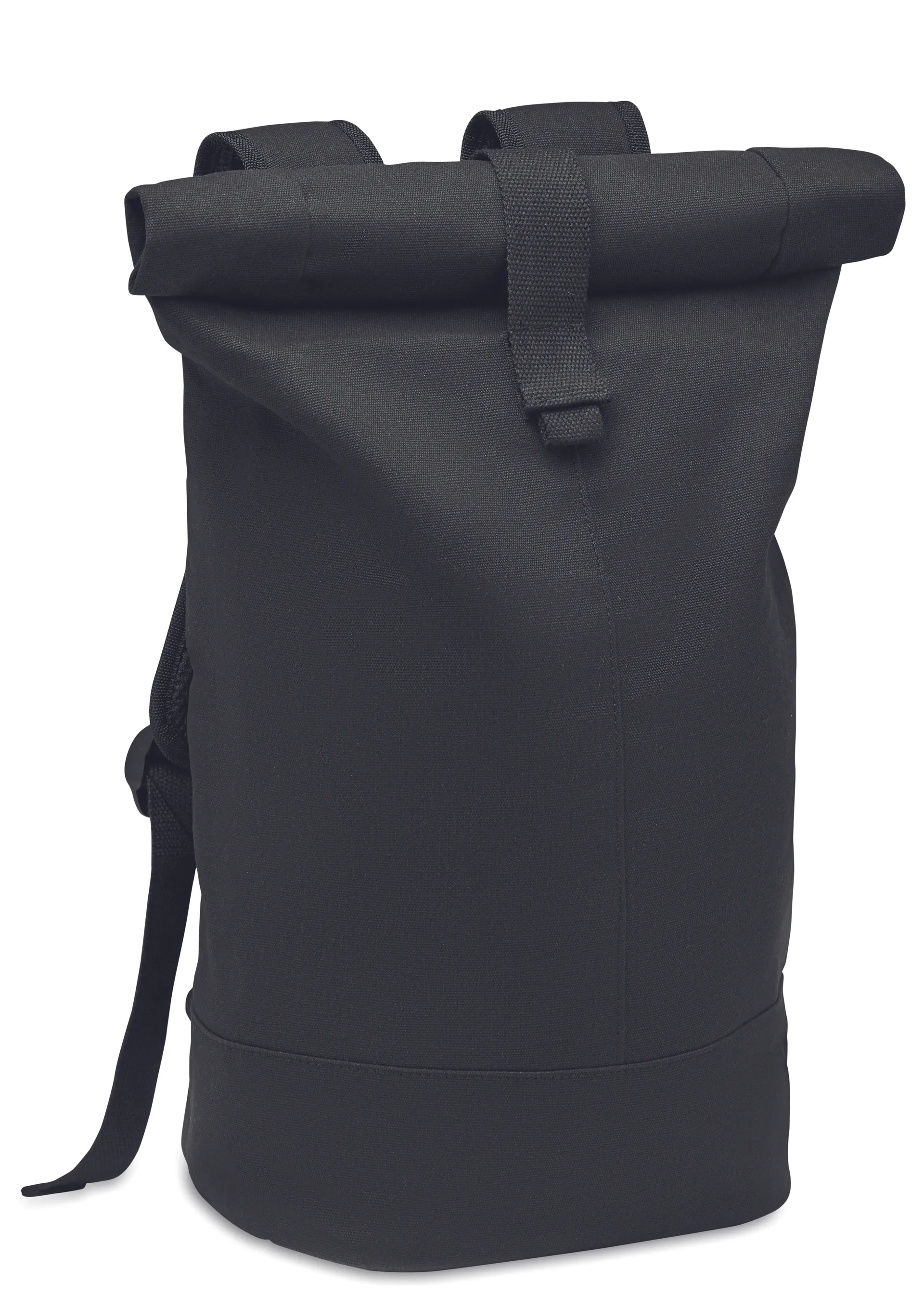 Rolltop gewassen canvas rugzak Zwart