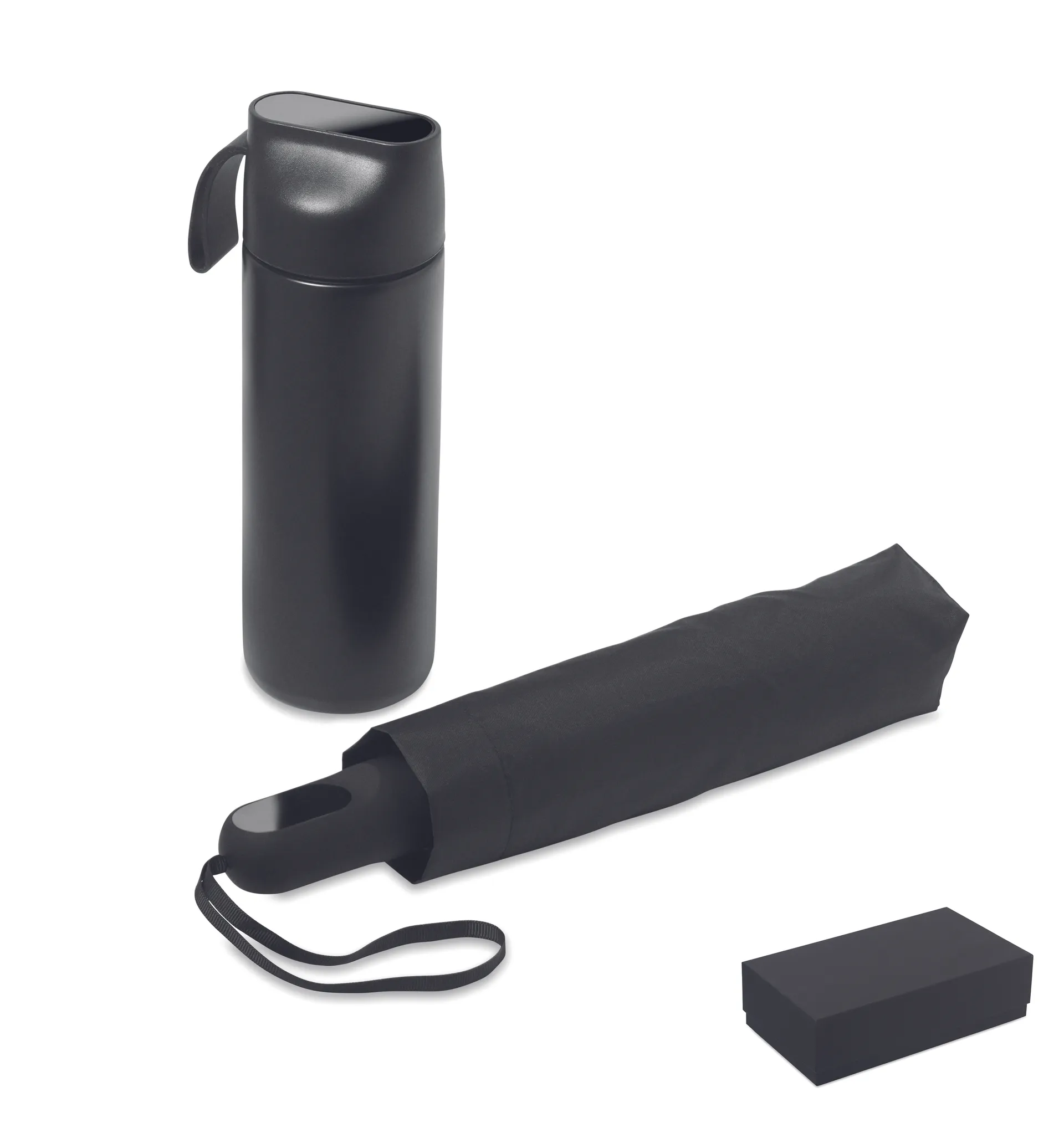 Giftset fles & paraplu Zwart