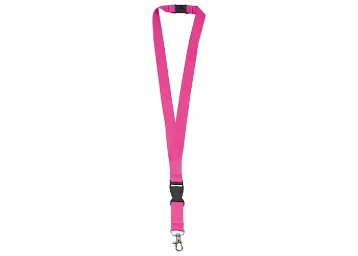 Polyester lanyard 20 mm met gesp en haak Fluor assorti / Paars