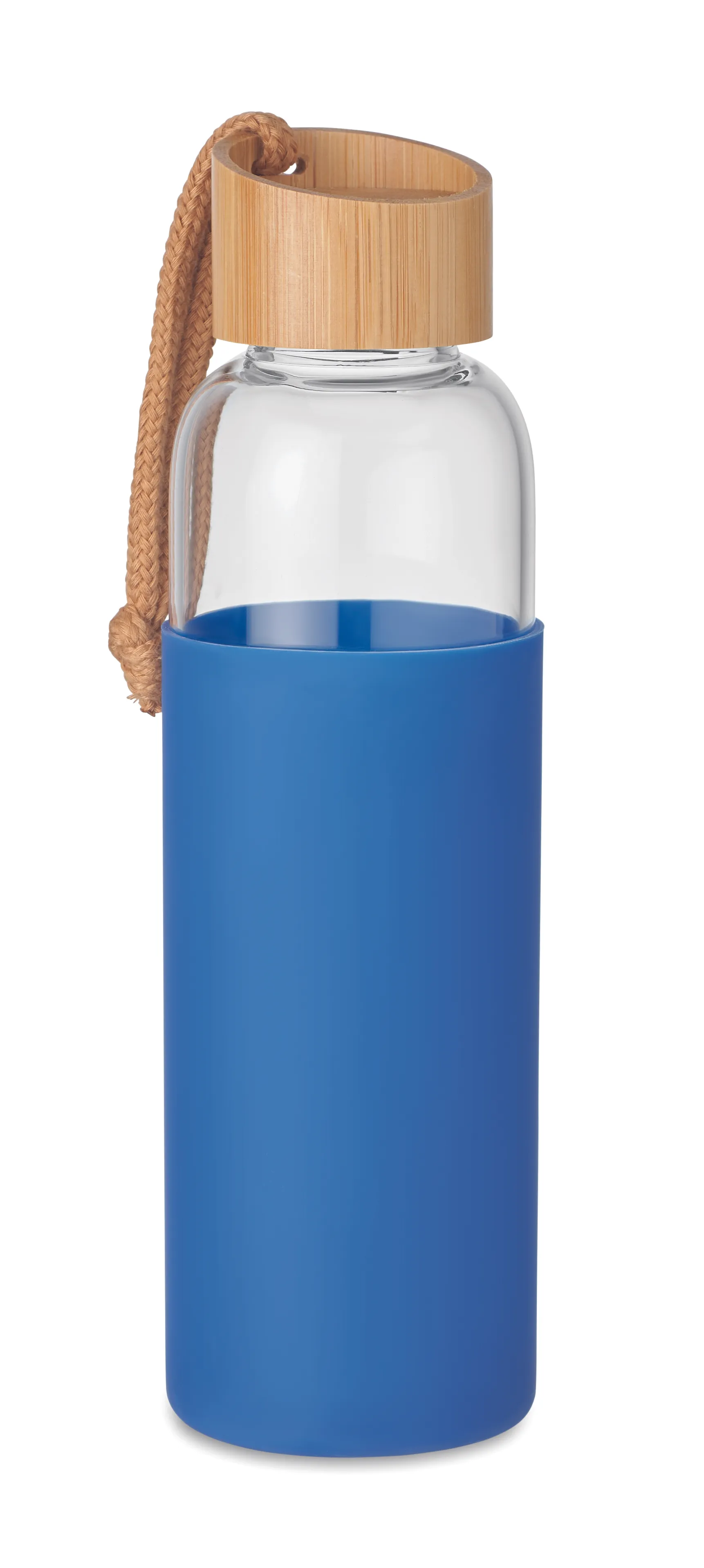 Glazen fles 500 ml in pouch Royal Blauw