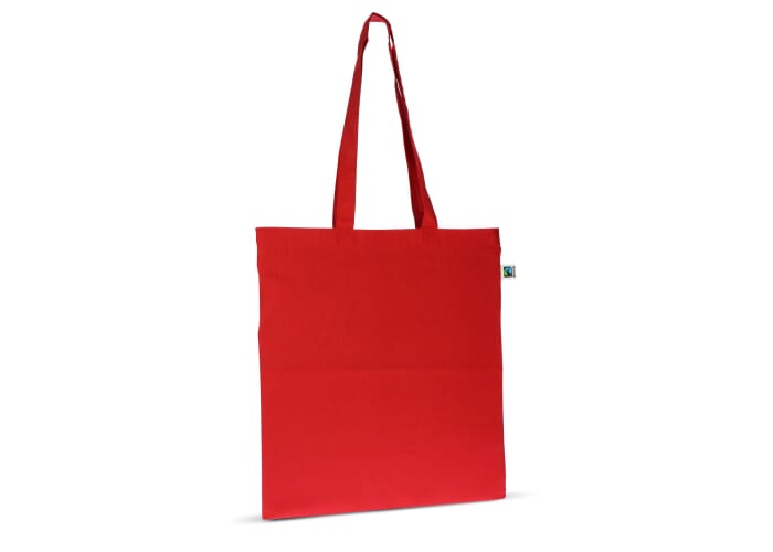 Fairtrade katoenen tas gekleurd lang 140g/m² 38x42cm Rood
