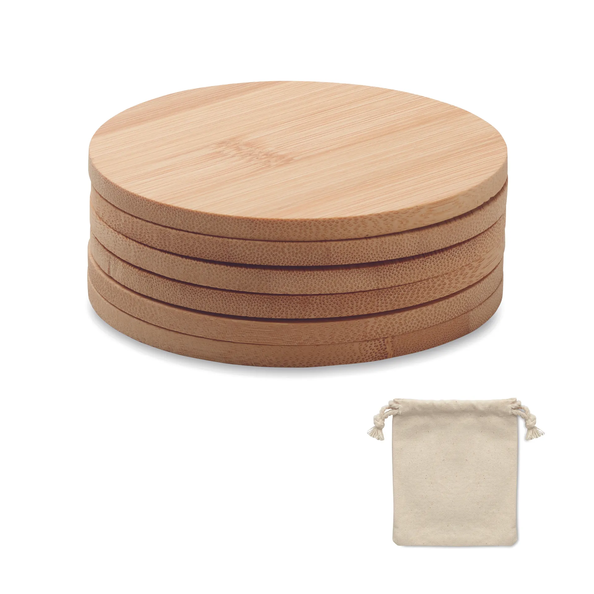 Set van 6 bamboe onderzetters Hout