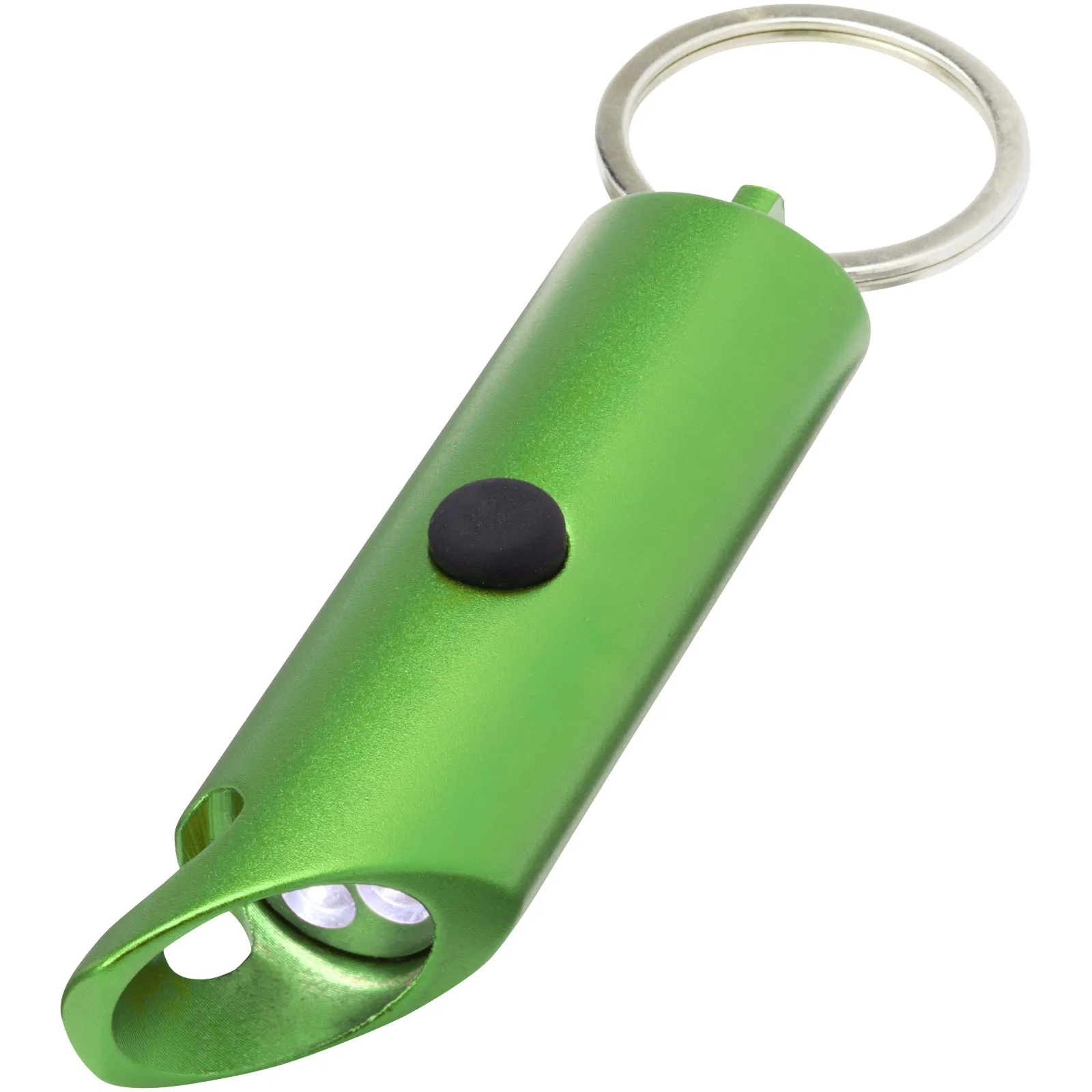 Flare led-lamp en flesopener van gerecycled aluminium met sleutelhanger Groen