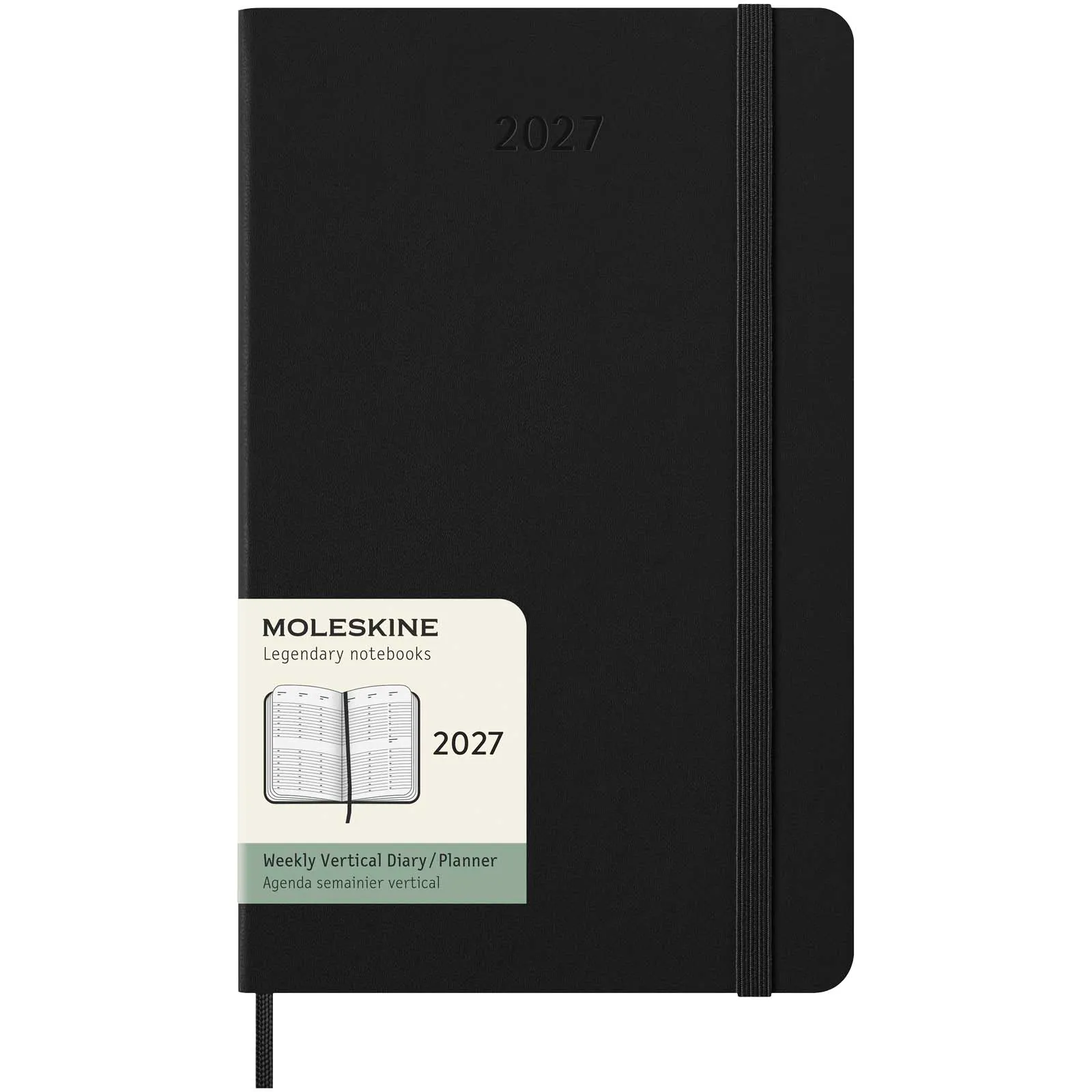 Moleskine verticale agenda voor 12 maanden met zachte kaft L Zwart