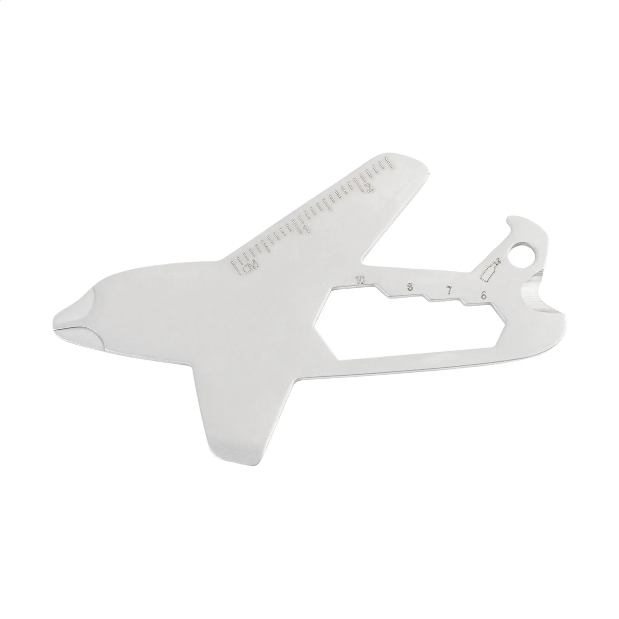 Metalen multitool met liniaal, moersleutels en flesopener
