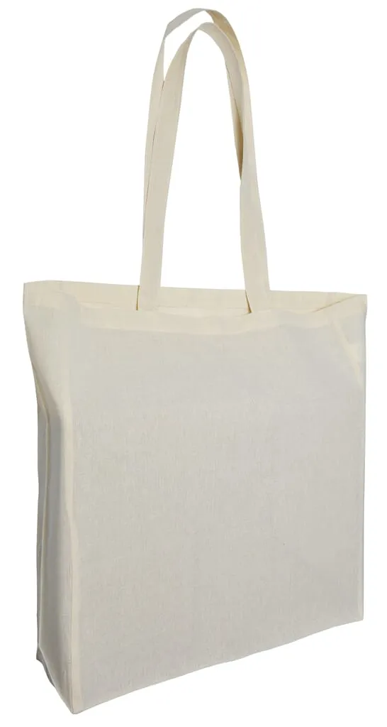 Katoenen tas met lang hengsels en souffle, 140 gr/m² Naturel Ruw