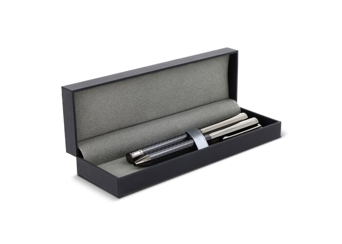 Metalen balpen en rollerbal pen set Donker gun metal