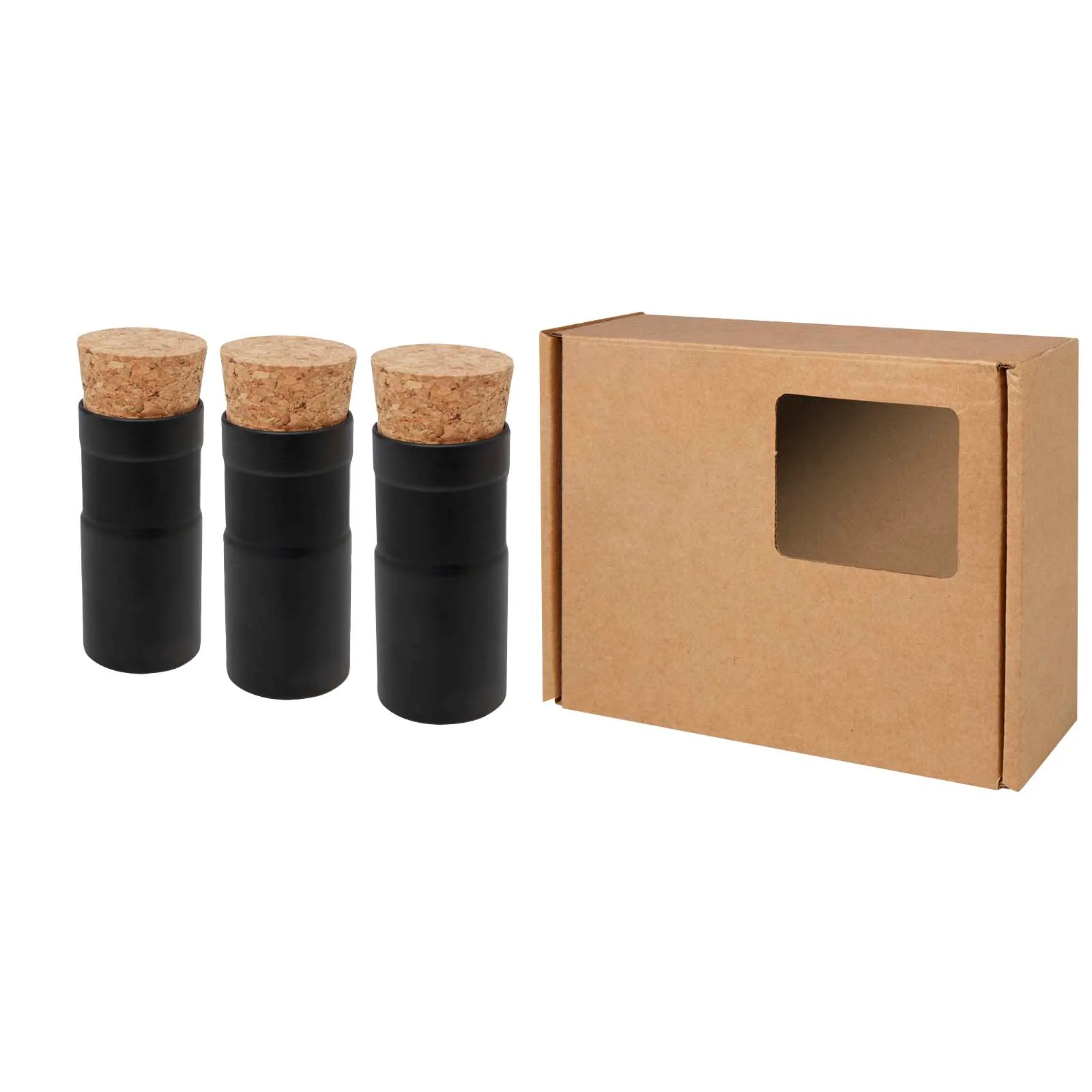 Hey Pots tuin voor op het bureau met bloemenmix, set van drie Zwart