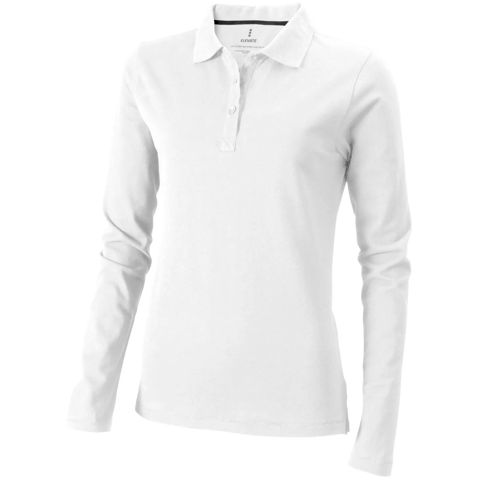 Calgary 180 g/m² damespolo met lange mouwen Wit